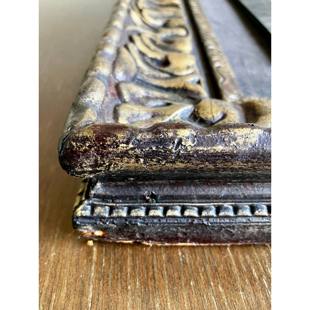 Antique Italian Renaissance Style Madonna and Child Gilt Frame Engraving For Sale - Image 10 of 18