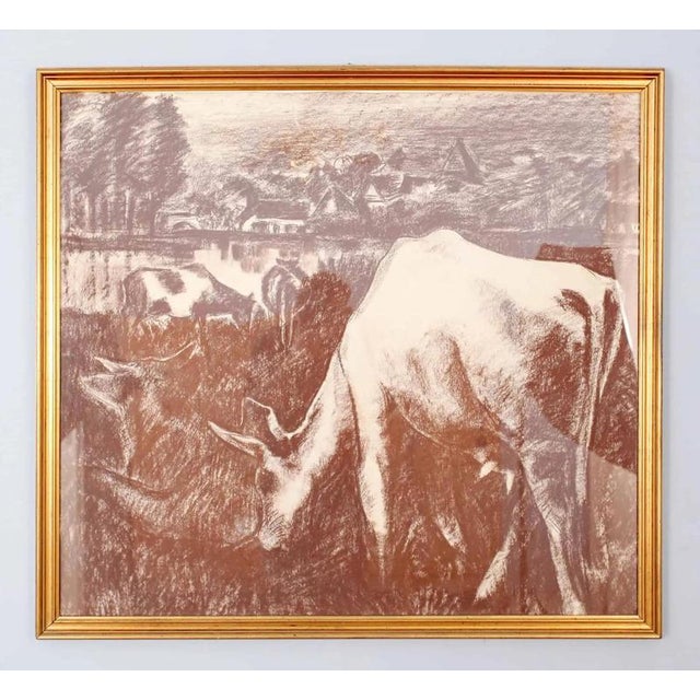 2000 - 2009 L. Seghers, Landscape with Cattle, Pastel For Sale - Image 5 of 5