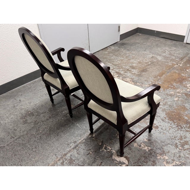 Brown Bernhardt Oval-Back Dining Armchairs, Pair For Sale - Image 8 of 12