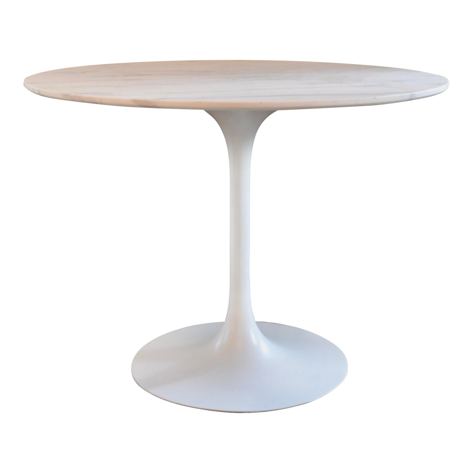 Burke Style Aluminum Tulip Table With Vintage Marble Top | Chairish