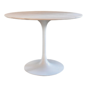 Burke Style Aluminum Tulip Table With Vintage Marble Top