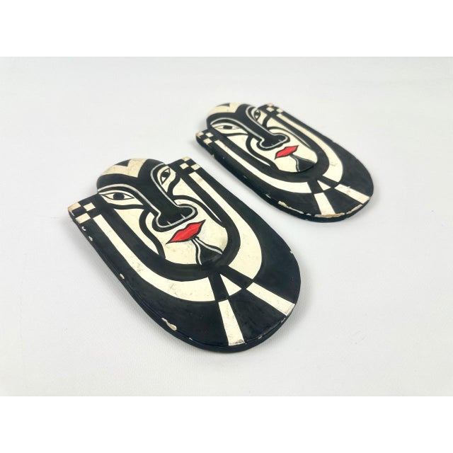 Carved and Painted Wood Masks from Bali, Set of 2 For Sale - Image 5 of 9