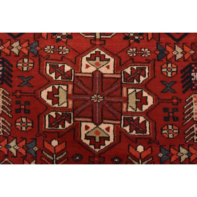 Karajeh Runner 3’7” X 10’3” Red Wool Vintage Tribal Hand-Knotted Oriental Rug For Sale - Image 10 of 14