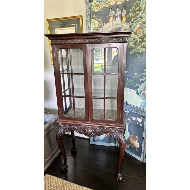 Carved Mahogany Vitrine Display Cabinet For Sale - Image 16 of 16