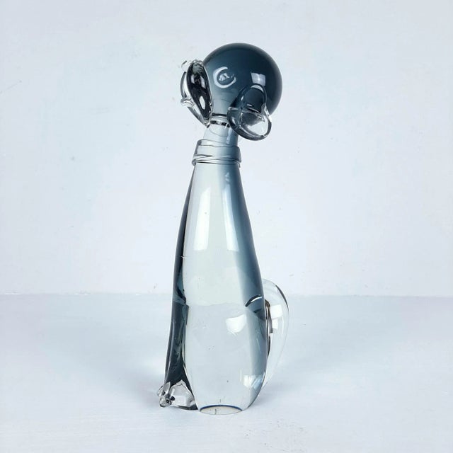 Vintage Gray and Clear Murano Glass Dog Sculpture For Sale - Image 7 of 11