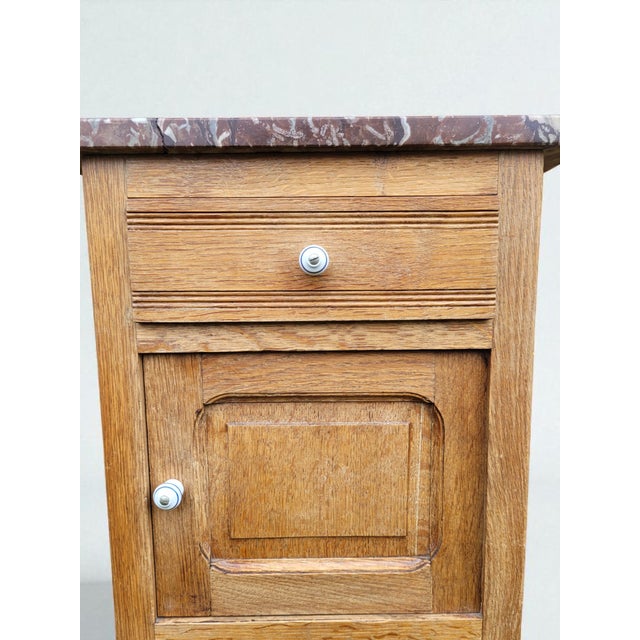 Beige French Provincial Handcrafted Nightstand with Marble Top, 1920s For Sale - Image 8 of 12