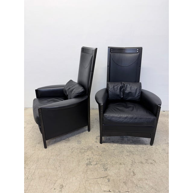 Umberto Asnago Black Leather Peggy Lounge Chairs for Georgetti, 1990s - A Pair For Sale - Image 16 of 18