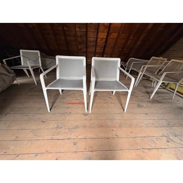 White Brown Jordan Still Dining Arm Chairs. Set of Six. For Sale - Image 8 of 10