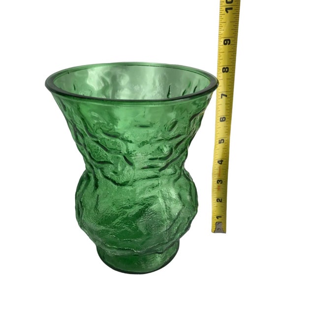 Large Vintage Green Glass Bouquet Vase 1970’s For Sale - Image 9 of 12