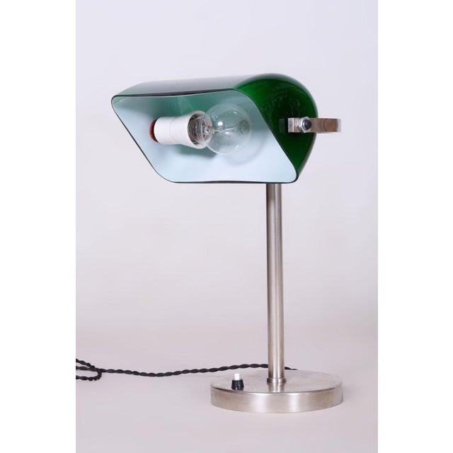 Bauhaus Table Lamp in Nickel, Steel, and Glass, Czech, 1930s For Sale - Image 11 of 11