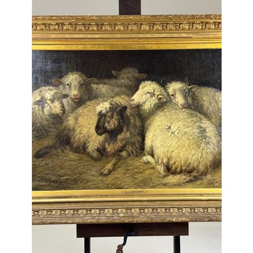 D. Van Lokhorst, Sheep in the Stable, 19th Century, Oil on Canvas For Sale - Image 18 of 18