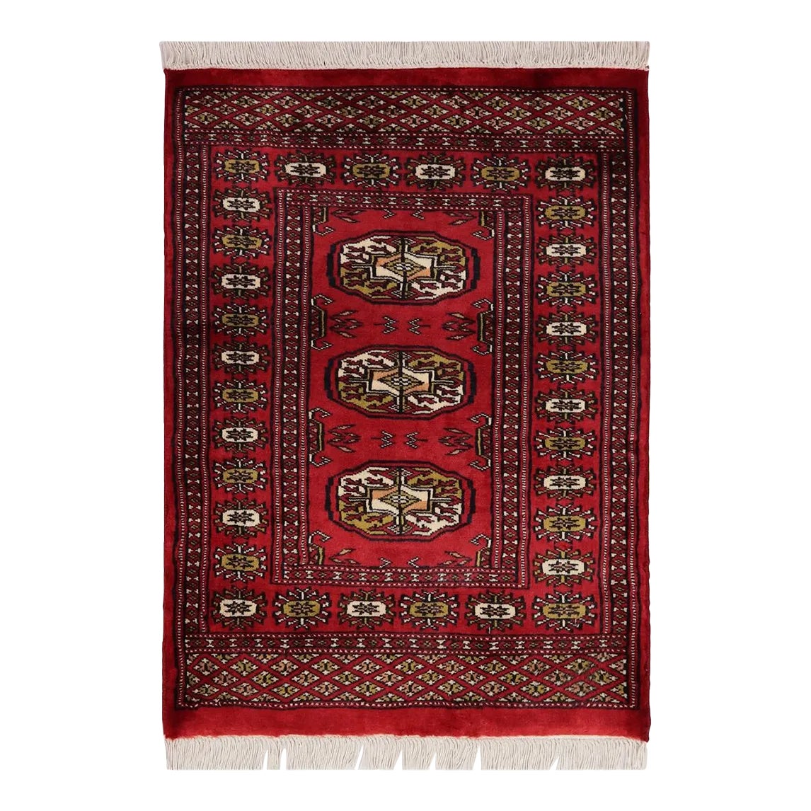 Rustic Elephant Foot Print Bokhara Red/Beige Wool Rug (2'1'' X 3'0