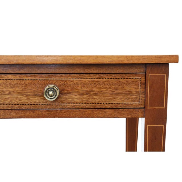 Brown Antique Edwardian Inlaid Satin and Red Walnut Desk or Dressing Table, 1905 For Sale - Image 8 of 12