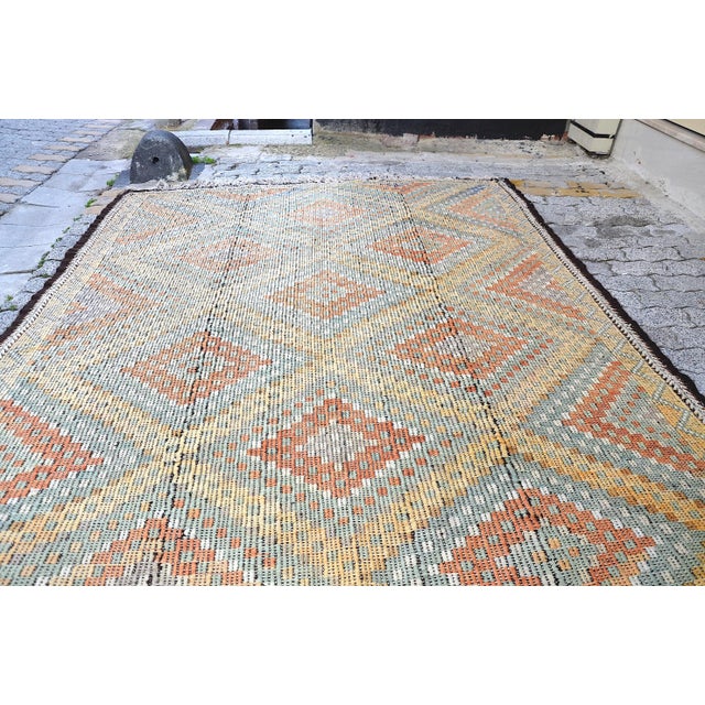 Turkish 1960s Vintage Turkish Wool Kilim Rug For Sale - Image 3 of 11