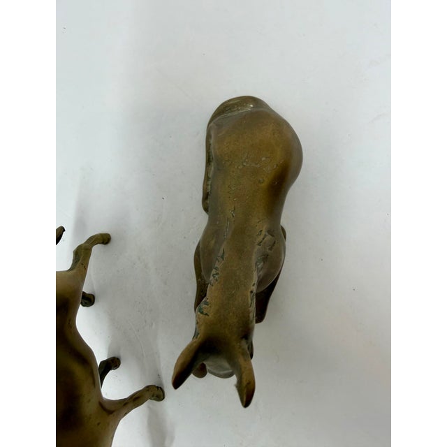 Metal Vintage Solid Brass Mare & Foal Figurines (Pair) For Sale - Image 7 of 9