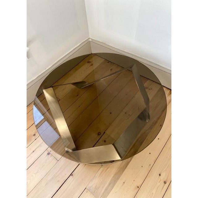 Brutalist 1970s Brutalist Style Smoked Glass and Sculptural Steel Coffee Table For Sale - Image 3 of 5