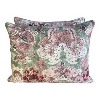 Pair of Custom Chinoiserie Printed Pillows For Sale
