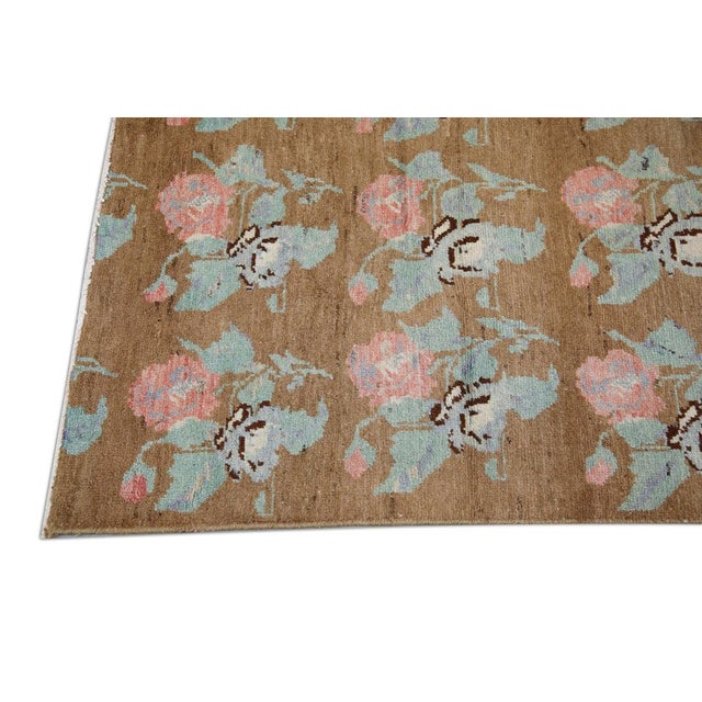 Oriental Hand Knotted Rug Turkish Vintage Oushak 3'10" x 9'1" For Sale In Houston - Image 6 of 8