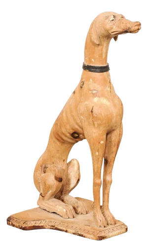 Mid 20th Century Italian Carved-Wood Whippet Dog Statue