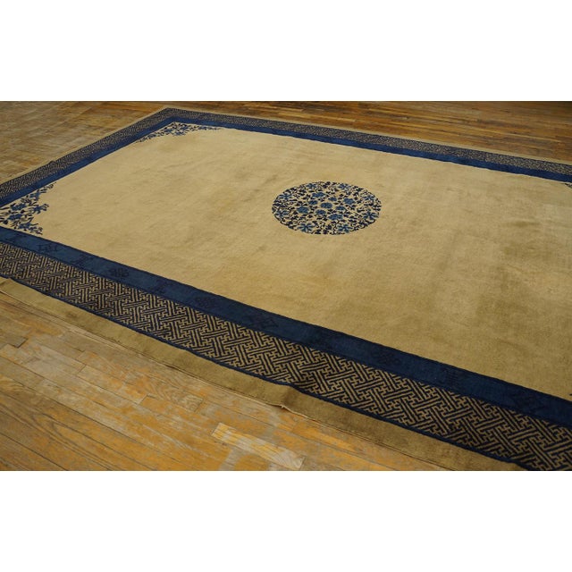 Antique Peking Chinese Medallion Beige 1900s Beige Rug, Circa Date: 1900s. This exceptional Chinese Peking rug exemplifies...