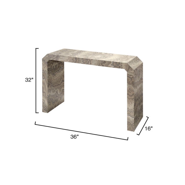 Modern Grounded Console Table, Sand Grey Veneer For Sale - Image 3 of 6