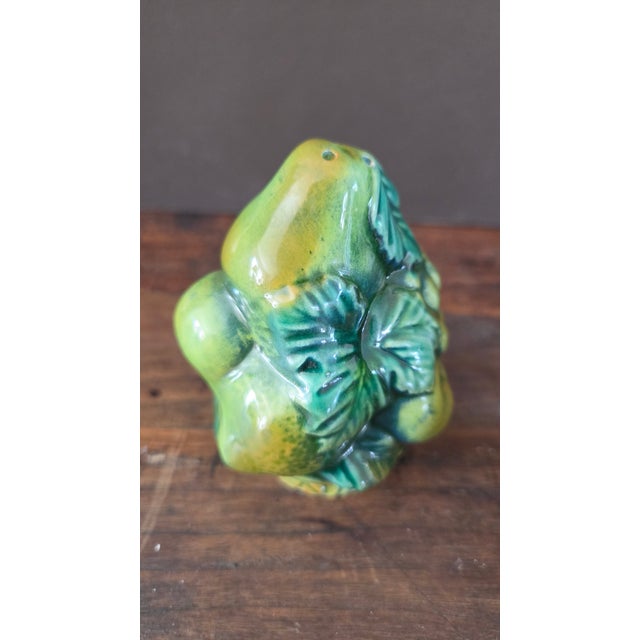 1960s 1960s Inarco E2604 Green Majolica-Style Fruit Salt and Pepper Shakers — Pair For Sale - Image 5 of 14