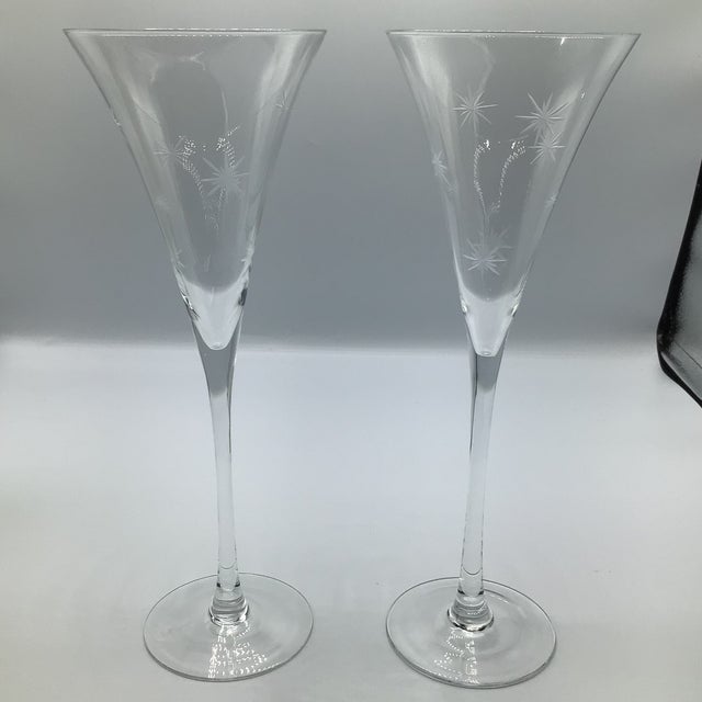Contemporary Waterford Marquis Celebration Crystal Champagne Toasting Flutes-Set of 2 For Sale In Sacramento - Image 6 of 12