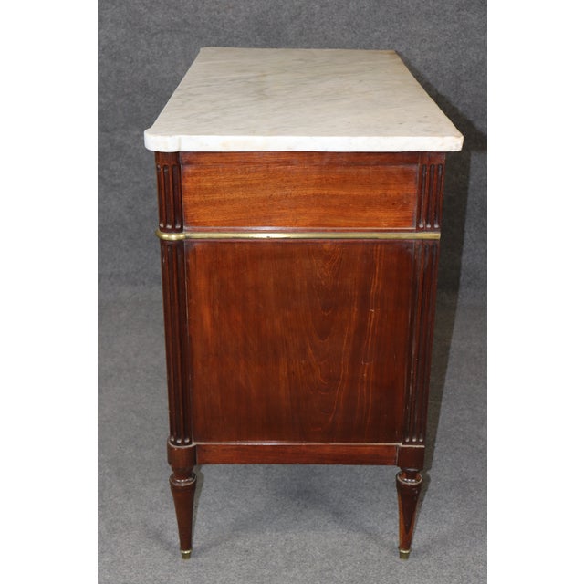 19th Century Antique 19th Century French Louis XVI Style Bronze Mounted Marble Top Commode For Sale - Image 5 of 16