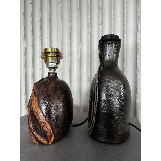 Ceramic Handmade Ceramic Table Lamps, 1970s, Set of 2 For Sale - Image 7 of 8
