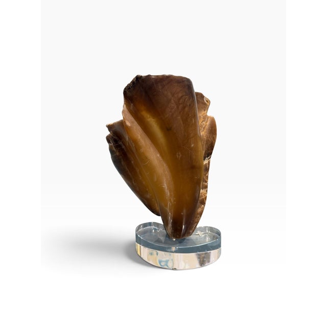 1970s Mid-Century Modern Signed Van Noorden Biomorphic Abstract Alabaster Sculpture on Lucite Base For Sale - Image 5 of 9