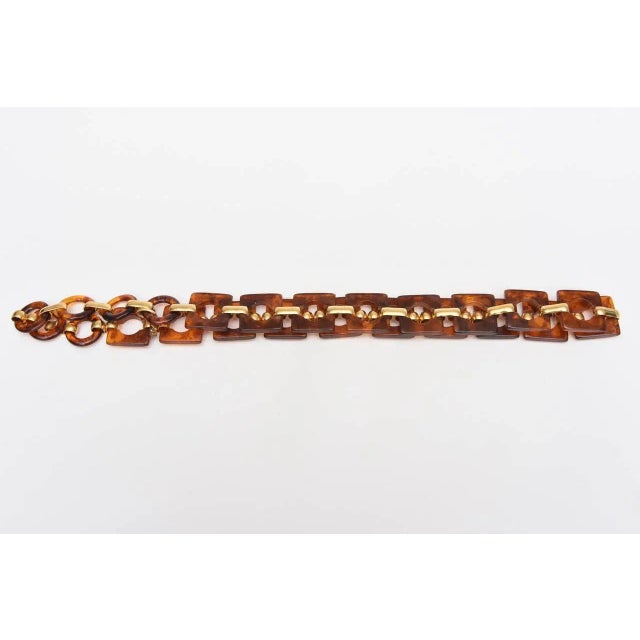 Vintage Yves Saint Laurent Tortoise Resin and Brass Circles and Squares Waist Hip Belt, 1970's For Sale In Miami - Image 6 of 8