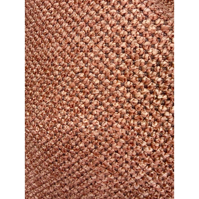 Custom pair of 22" pillows covered in Italian fabric maker Sedallo "Electra" in color peach boucle fabric. These pillows...