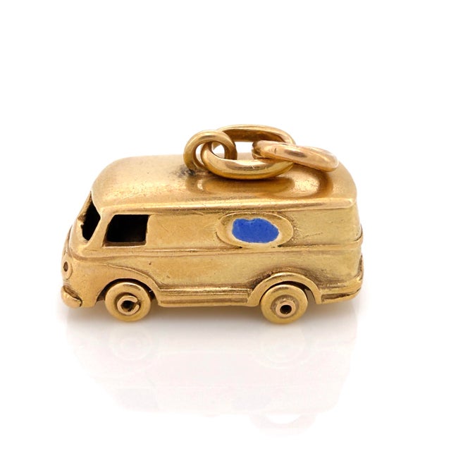 Mid 20th Century Vintage 1960s Italian 18k Articulating Microbus, Bus, Van Charm For Sale - Image 5 of 12