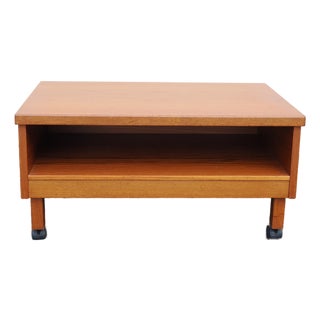 1970s Teak Rolling Side Table With Shelf, Attributed Brdr. Furbo For Sale