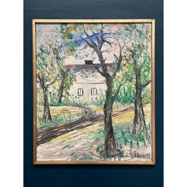 Stig Allan, Summer House on Söderåsen, 1950s, Oil on Canvas, Framed For Sale - Image 13 of 15