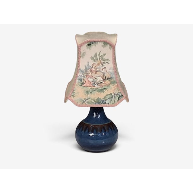 Mid-Century Modern 1960s Søholm Stentøj, Small Table Lamp, Dark Blue Stoneware, For Sale - Image 3 of 13