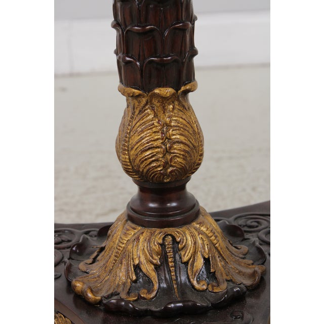 Maitland Smith Mahogany Inlaid Pedestal Round End Table For Sale - Image 9 of 13