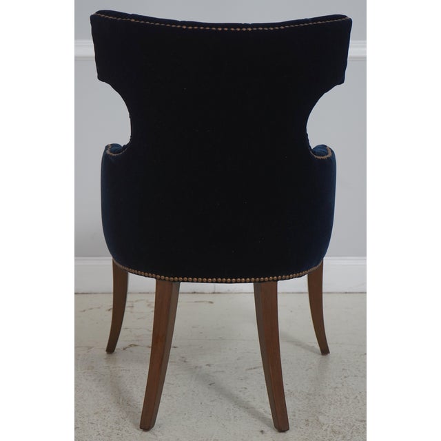 Ralph Lauren Set of 12 Ralph Lauren Design Blue Velvet Dining Room Chairs For Sale - Image 4 of 18