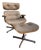 Vintage Parquet Rattan Back Eames Invite Inspired Lounge Chair and Ottoman For Sale