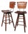 Pair Mid Century Wood Slat Swivel Bar Height Stools by Arthur Umanoff For Sale