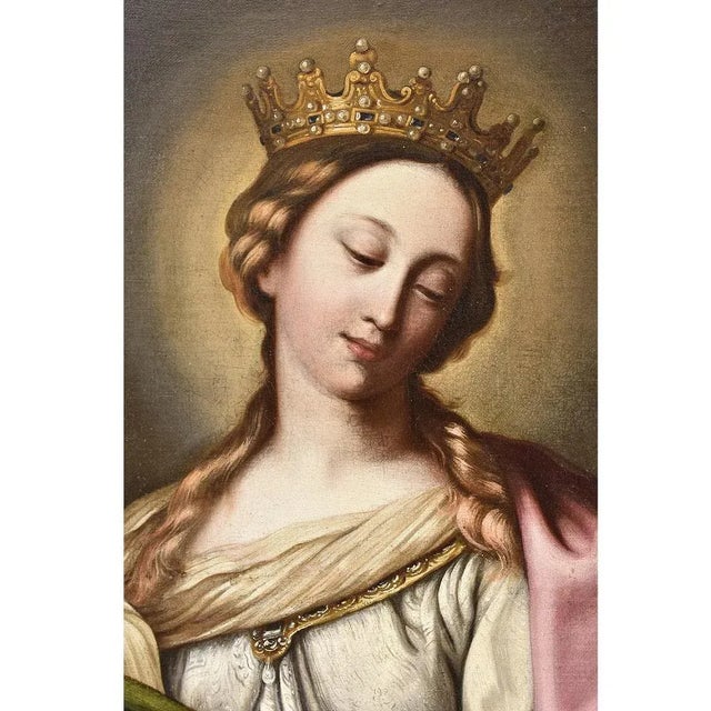 Religious Artist, Saint Catherine, 1600s, Oil on Canvas For Sale - Image 5 of 10