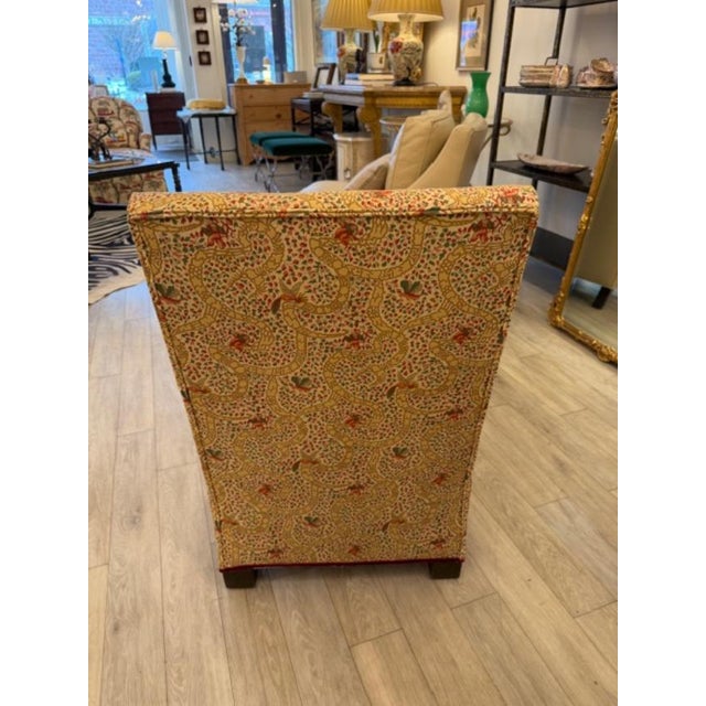 Hollywood Regency 1980s Slipper Chair Vervain Peking Fabric Attributed to Billy Baldwin For Sale - Image 3 of 6