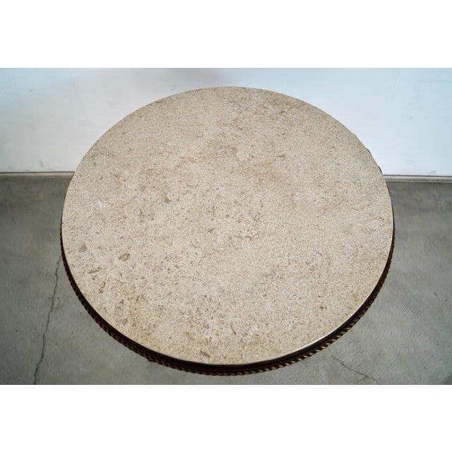 Brown 1920’s Antique Neoclassical Chippendale Style Travertine Pie Crust Pedestal Table For Sale - Image 8 of 12