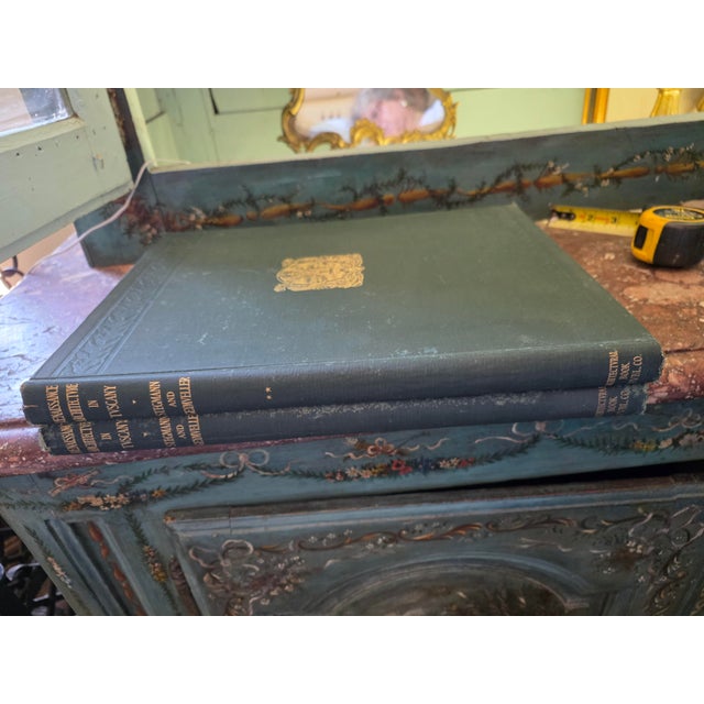 Two extra large green cloth books with gilt blocked details and lacking their dust covers. These are from the 1920's.