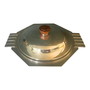 English Art Deco Silver Plated Covered Serving Dish, Circa 1930