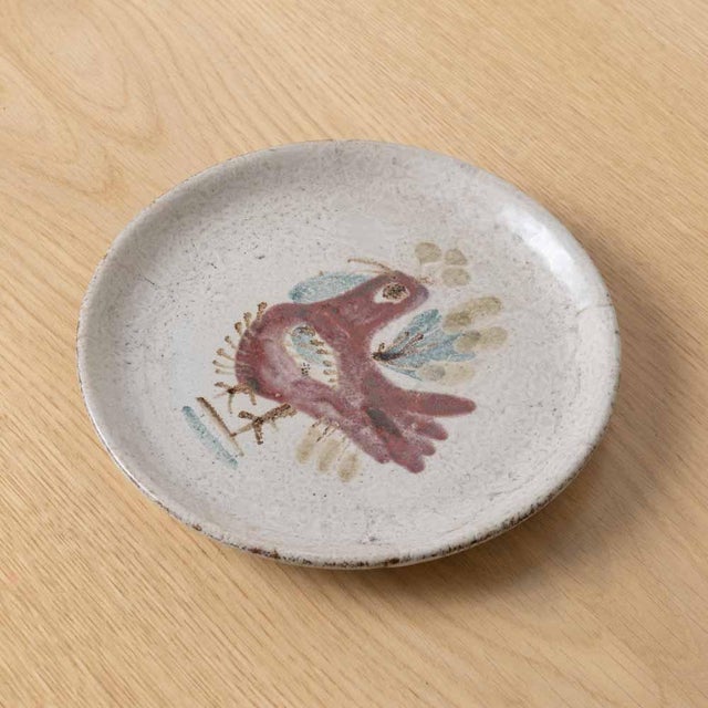 French Mid 20th Century French Ceramic Painted Rooster Plate by Gustave Reynaud For Sale - Image 3 of 9