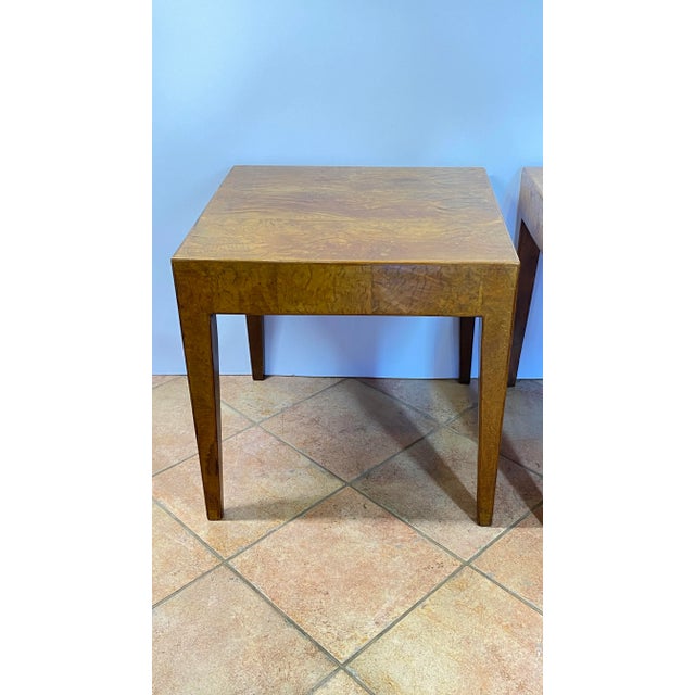 Vintage Italian Burl Wood Patchwork Veneer End Tables - a Pair For Sale - Image 4 of 11