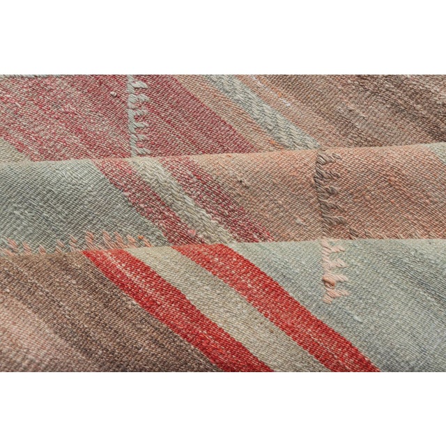 Multicolored Vintage Gallery Turkish Large Kilim Rug With Stripe Design For Sale - Image 11 of 12