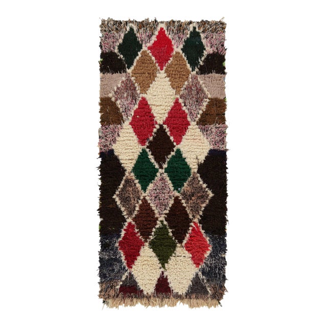 Vintage Moroccan Runner Rug With Multicolor Diamond Patterns, From Rug & Kilim For Sale