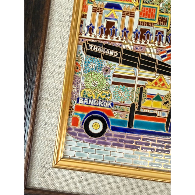 Early 21st Century Thai Benjarong Porcelain Picture in Frame For Sale - Image 5 of 13
